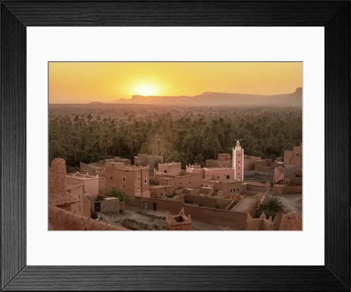Framed Print : Palmerie and village at sunset, Nkob, Morocco Framed Print : Palmerie and village at sunset, Nkob, Morocco