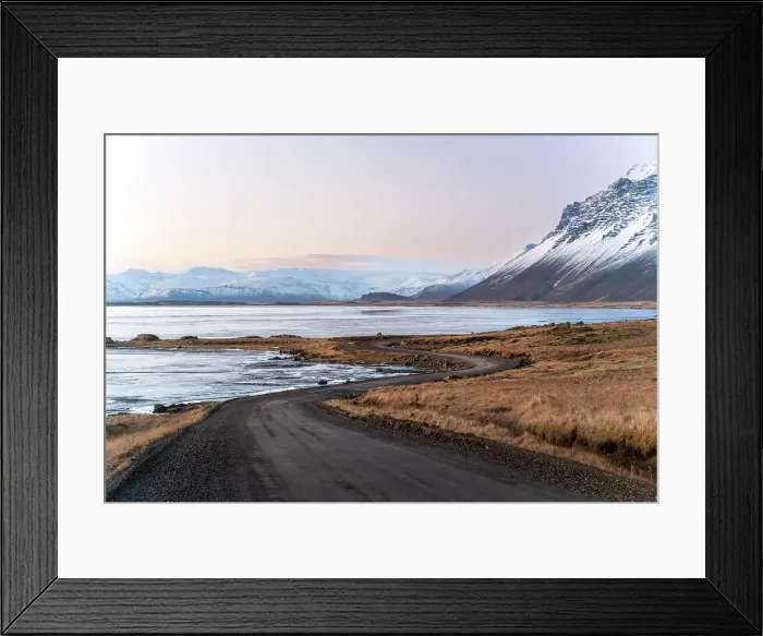 Framed Print : Southern Iceland: sunset on the road to Stokksnes, Vestrahorn, Hofn