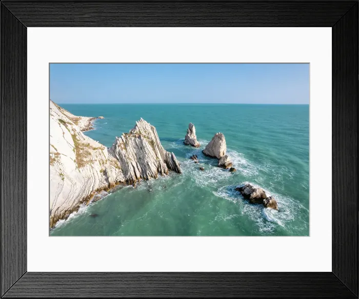 Framed Print : Le due sorelle aerial view in Riviera del Conero, Ancona province in Marche district, Italy Framed Print : Le due sorelle aerial view in Riviera del Conero, Ancona province in Marche district, Italy