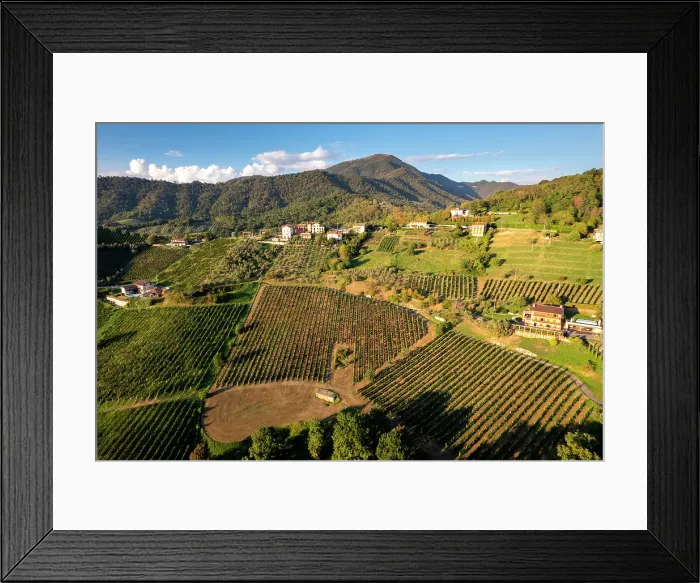 Framed Print : Aerial view from Terre del Vescovado vineyards in Bergamo province, Lombardy district in Italy Framed Print : Aerial view from Terre del Vescovado vineyards in Bergamo province, Lombardy district in Italy