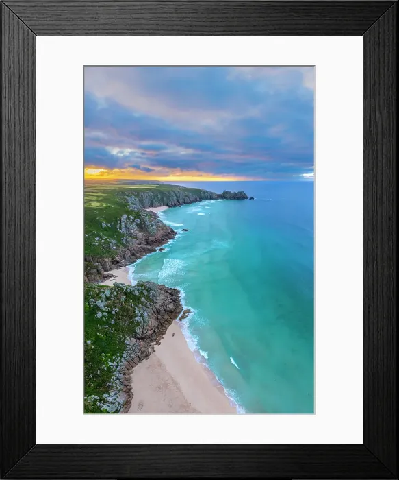 Framed Print : UK, England, Cornwall, Porthcurno, Porthcurno Beach, Green Bay Beach, Pedn Vounder Beach and Logan Rock Headland Framed Print : UK, England, Cornwall, Porthcurno, Porthcurno Beach, Green Bay Beach, Pedn Vounder Beach and Logan Rock Headland