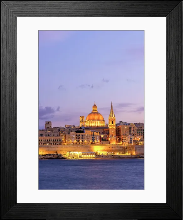 Framed Print : St Paul's Pro-Cathedral and The Basilica of Our Lady of Mount Carmel at Dusk, Marsamxett Harbour, Valletta, Malta, Southern Europe Framed Print : St Paul's Pro-Cathedral and The Basilica of Our Lady of Mount Carmel at Dusk, Marsamxett Harbour, Valletta, Malta, Southern Europe