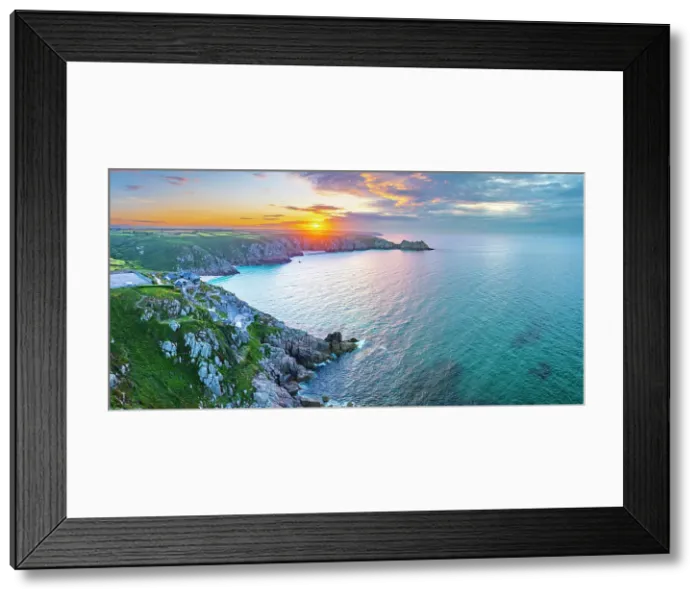 Framed Print : UK, England, Cornwall, Porthcurno, Minack Theatre, Porthcurno Beach, Green Bay Beach, Pedn Vounder Beach and Logan Rock Headland Framed Print : UK, England, Cornwall, Porthcurno, Minack Theatre, Porthcurno Beach, Green Bay Beach, Pedn Vounder Beach and Logan Rock Headland