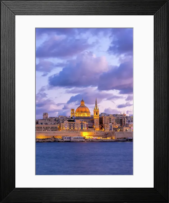 Framed Print : St Paul's Pro-Cathedral and The Basilica of Our Lady of Mount Carmel at Dusk, Marsamxett Harbour, Valletta, Malta, Southern Europe Framed Print : St Paul's Pro-Cathedral and The Basilica of Our Lady of Mount Carmel at Dusk, Marsamxett Harbour, Valletta, Malta, Southern Europe
