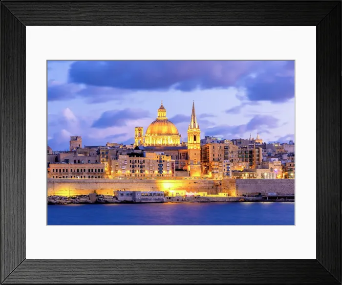 Framed Print : St Paul's Pro-Cathedral and The Basilica of Our Lady of Mount Carmel at Dusk, Marsamxett Harbour, Valletta, Malta, Southern Europe Framed Print : St Paul's Pro-Cathedral and The Basilica of Our Lady of Mount Carmel at Dusk, Marsamxett Harbour, Valletta, Malta, Southern Europe