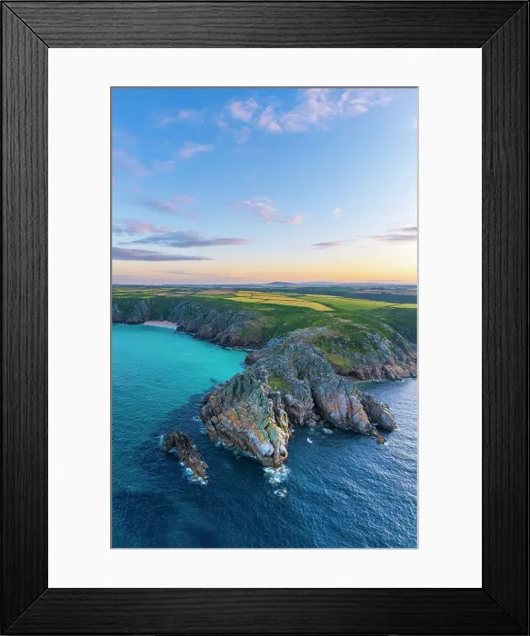 Framed Print : UK, England, Cornwall, Porthcurno, Logan Rock Headland Framed Print : UK, England, Cornwall, Porthcurno, Logan Rock Headland