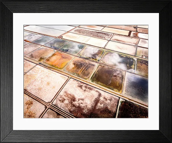 Framed Print : Aerial view of large salt flats fields, Phetchaburi, Thailand Framed Print : Aerial view of large salt flats fields, Phetchaburi, Thailand