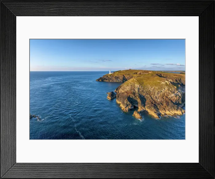Framed Print : UK, England, Cornwall, Trevose Head, Trevose Head Lighthouse above Stinking Cove