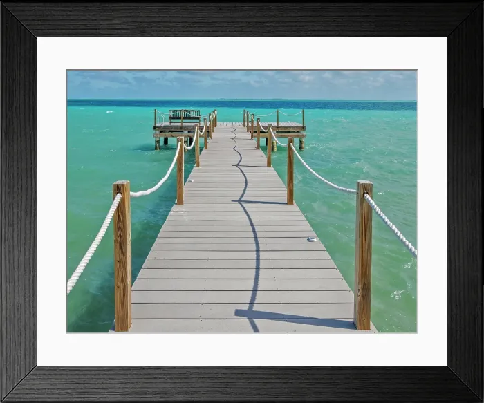 Framed Print : Pier on North Sound, Grand Cayman, Cayman Islands, British West Indies