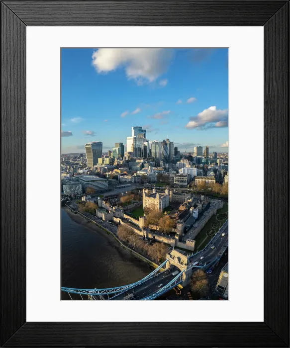 Framed Print : Tower of London & City of London, London, England, UK