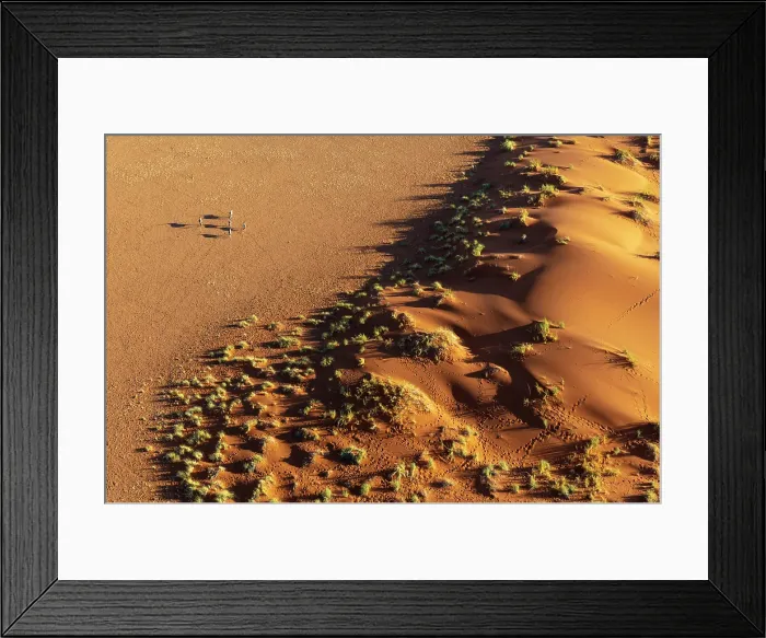 Framed Print : Aerial view of orange sand dunes and oryx from helicopter, Sossusvlei, Namib-Naukluft National Park, Namib Desert, Namibia Framed Print : Aerial view of orange sand dunes and oryx from helicopter, Sossusvlei, Namib-Naukluft National Park, Namib Desert, Namibia
