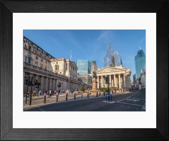 Framed Print : UK, England, London, The City of London, Bank of England (left) and Royal Exchange Framed Print : UK, England, London, The City of London, Bank of England (left) and Royal Exchange