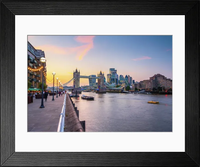 Framed Print : UK, England, London, River Thames, Tower Bridge and City skyline Framed Print : UK, England, London, River Thames, Tower Bridge and City skyline