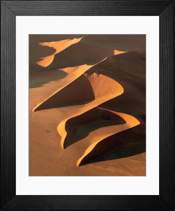 Framed Print : Aerial view of golden sand dunes at sunrise, Sossusvlei, Namib-Naukluft National Park, Namib Desert, Namibia Framed Print : Aerial view of golden sand dunes at sunrise, Sossusvlei, Namib-Naukluft National Park, Namib Desert, Namibia