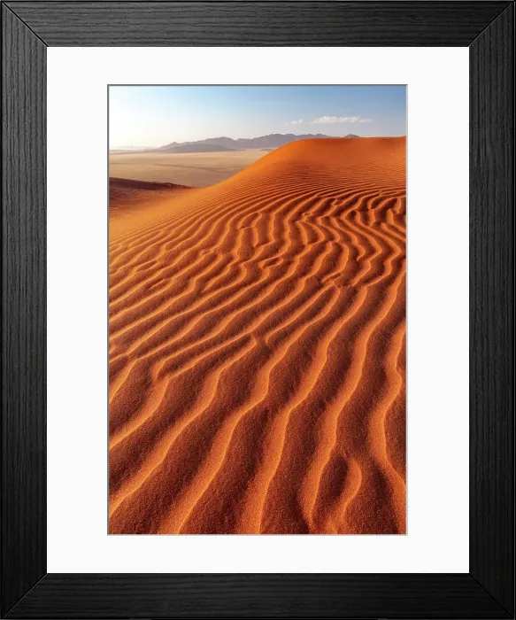 Framed Print : Rippled sand dunes with mountains in the distance, Namib Rand Nature Reserve, Namib Desert, Namibia Framed Print : Rippled sand dunes with mountains in the distance, Namib Rand Nature Reserve, Namib Desert, Namibia