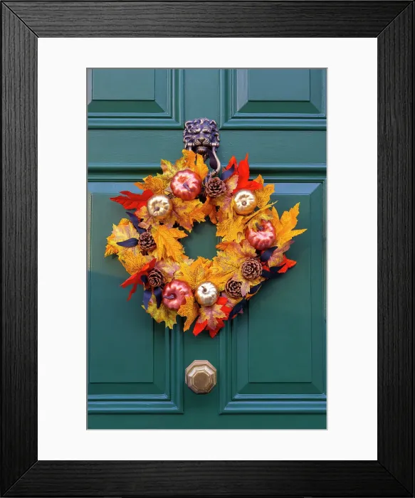 Framed Print : Christmas Wreaths on Front Doors, London, UK Framed Print : Christmas Wreaths on Front Doors, London, UK