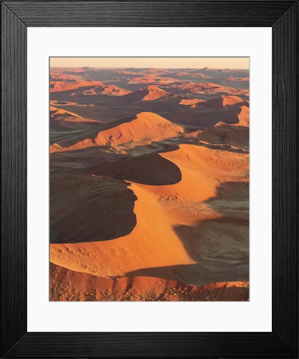 Framed Print : Aerial view of orange sand dunes, Sossusvlei, Namib-Naukluft National Park, Namib Desert, Namibia