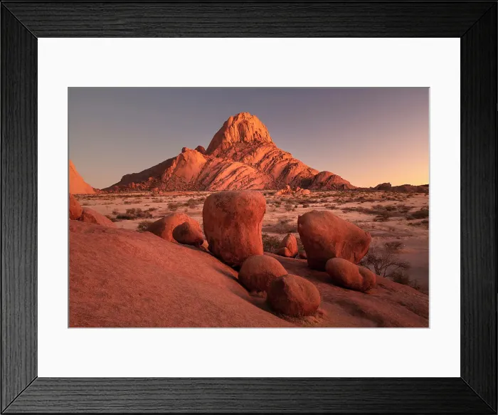 Framed Print : Ancient granite mountains at dawn, Spitzkoppe, Namib Desert, Namibia Framed Print : Ancient granite mountains at dawn, Spitzkoppe, Namib Desert, Namibia