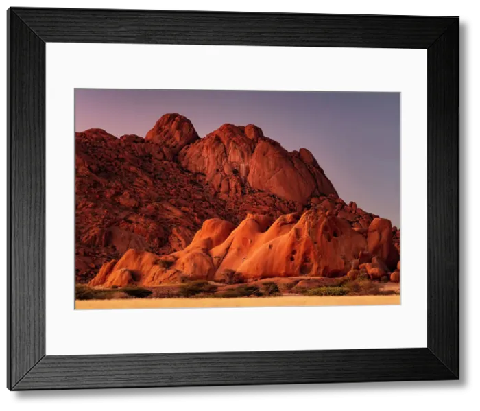 Framed Print : Ancient granite mountains and rock formations at dawn, Spitzkoppe, Namib Desert, Namibia