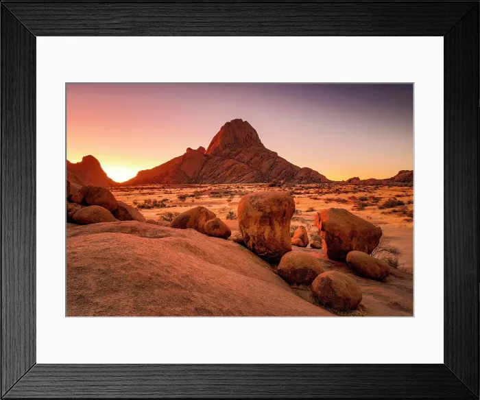 Framed Print : Granite mountains at dawn, Spitzkoppe, Namib Desert, Namibia Framed Print : Granite mountains at dawn, Spitzkoppe, Namib Desert, Namibia