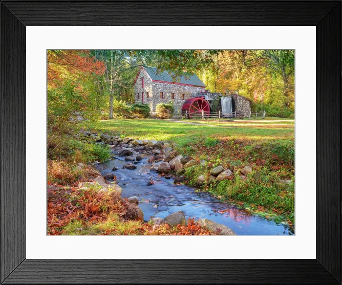 Framed Print : Grist Mill in Sudbury in Fall Sudbury, Massachusetts, New England, USA Framed Print : Grist Mill in Sudbury in Fall Sudbury, Massachusetts, New England, USA