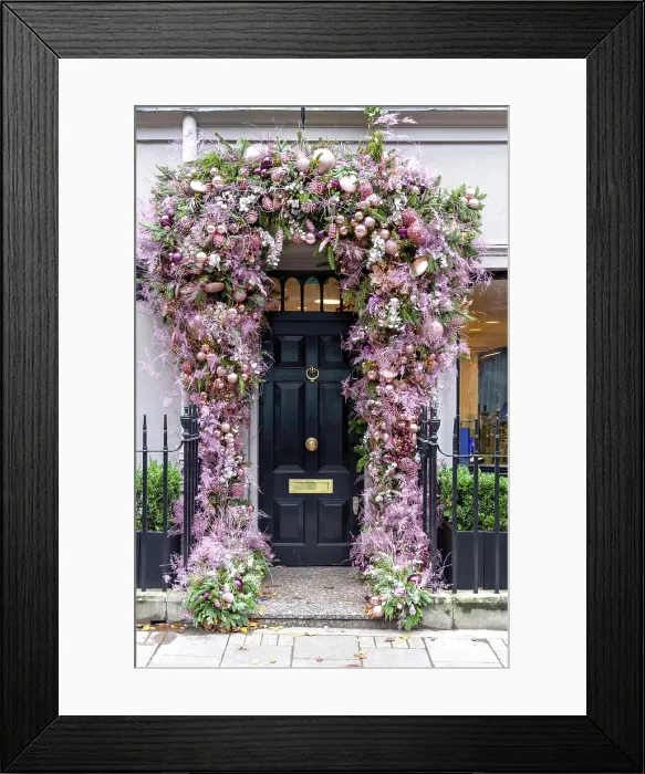 Framed Print : A decorated front door in Mayfair at Christmas, London, England, UK Framed Print : A decorated front door in Mayfair at Christmas, London, England, UK