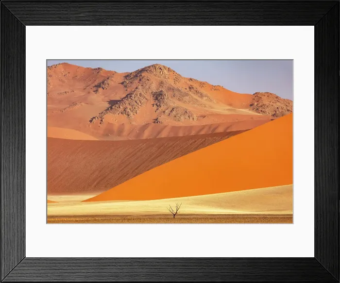 Framed Print : Orange sand dunes and mountains, Sossusvlei, Namib-Naukluft National Park, Namib Desert, Namibia Framed Print : Orange sand dunes and mountains, Sossusvlei, Namib-Naukluft National Park, Namib Desert, Namibia