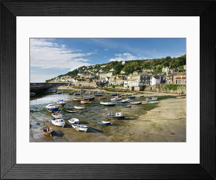 Framed Print : Views over Mousehole village and harbour at low tide on a sunny day, Mousehole, Cornwall, England. Autumn (October) 2009 Framed Print : Views over Mousehole village and harbour at low tide on a sunny day, Mousehole, Cornwall, England. Autumn (October) 2009