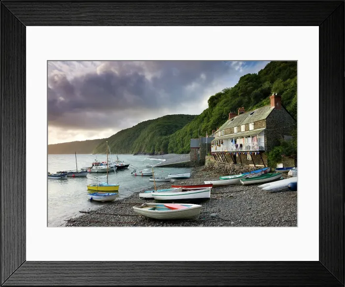 Framed Print : High tide in the old fishing village of Clovelly, Devon, England. Autumn (September) 2009 Framed Print : High tide in the old fishing village of Clovelly, Devon, England. Autumn (September) 2009
