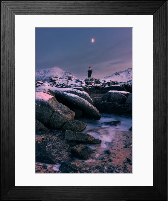 Framed Print : A small lighthouse near Lekness in Lofoten islands, Norway Framed Print : A small lighthouse near Lekness in Lofoten islands, Norway