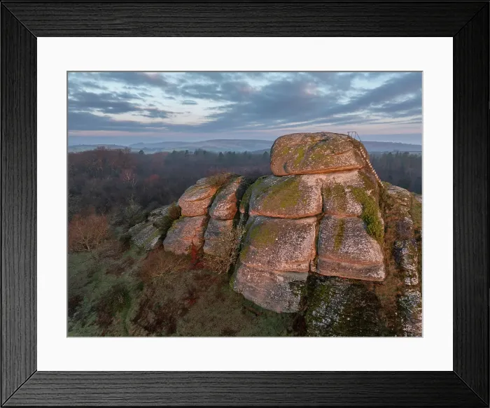 Framed Print : Aerial view of Blackingstone Rock at dawn in Dartmoor National Park, Devon, England. Winter (February) 2025 Framed Print : Aerial view of Blackingstone Rock at dawn in Dartmoor National Park, Devon, England. Winter (February) 2025