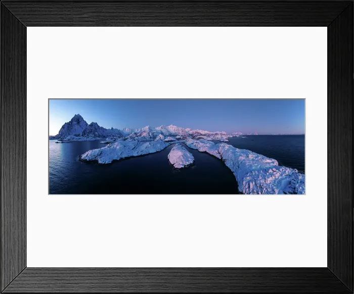 Framed Print : Aerial view of the fjords and the moutnains near Svolvaer in the Lofoten islands, Norway Framed Print : Aerial view of the fjords and the moutnains near Svolvaer in the Lofoten islands, Norway