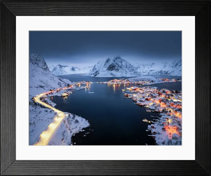 Framed Print : Aerial view of the fisherman's vilalge of Reine, Lofoten islands, Norway