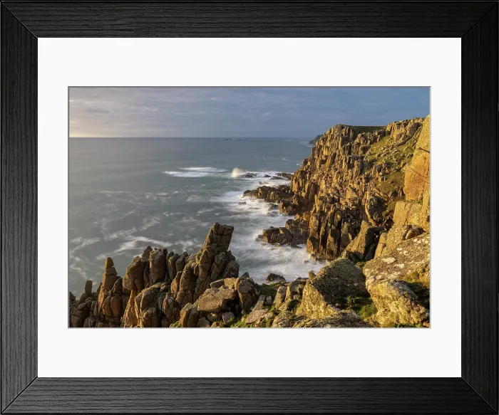 Framed Print : Dramatic granite cliffs near Gwennap Head in Cornwall, England. Winter (January) 2025 Framed Print : Dramatic granite cliffs near Gwennap Head in Cornwall, England. Winter (January) 2025