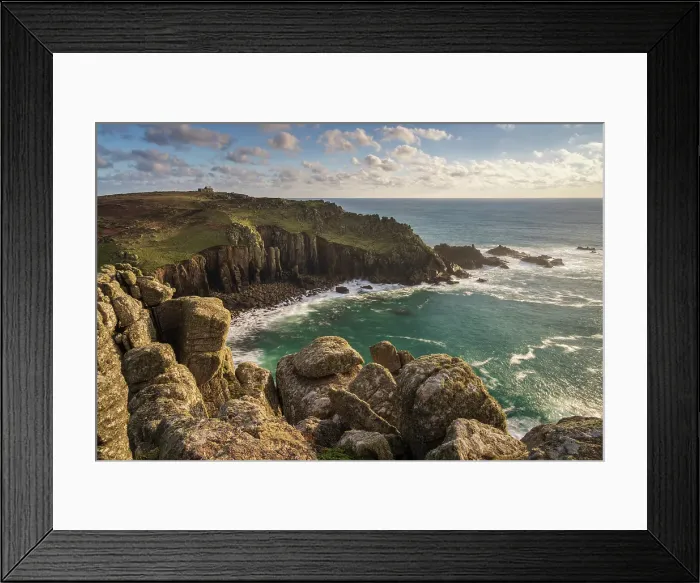Framed Print : Sunny afternoon light on Porth Loe and the dramatic cliff tops of Gwennap Head, Cornwall, England. Winter (January) 2025 Framed Print : Sunny afternoon light on Porth Loe and the dramatic cliff tops of Gwennap Head, Cornwall, England. Winter (January) 2025