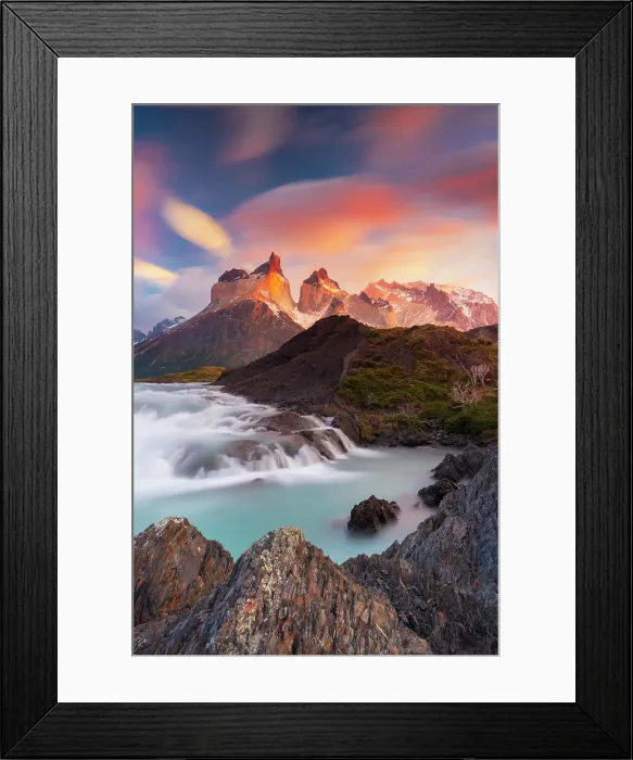 Framed Print : Torres Del Paine mountain range in Chilean Patagonia, Chile