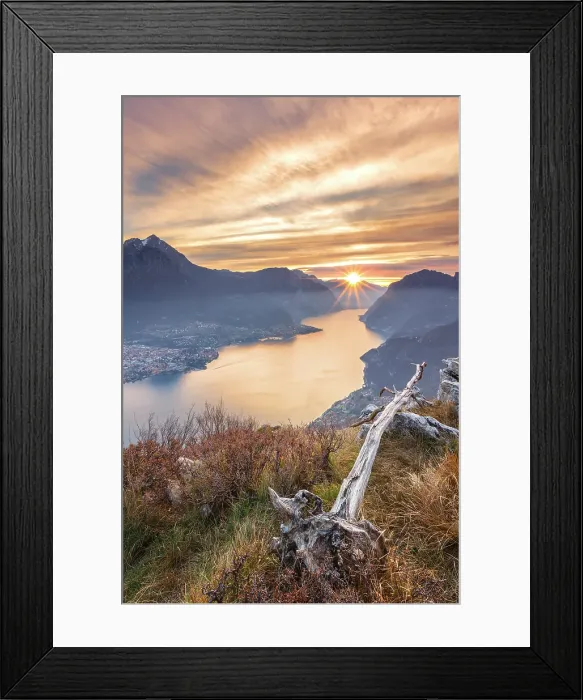 Framed Print : First ray of sunshine on lake Como (ramo Lecco). Barni, Como and Lecco province, Lombardy, Italy Framed Print : First ray of sunshine on lake Como (ramo Lecco). Barni, Como and Lecco province, Lombardy, Italy