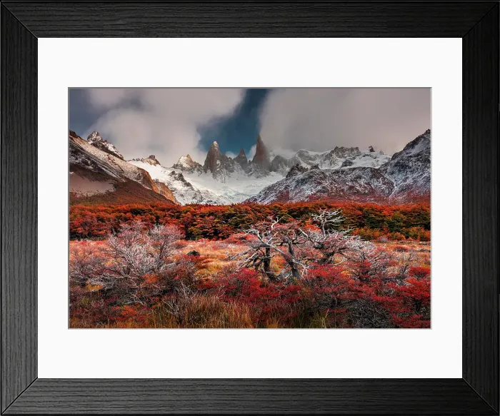 Framed Print : Los Glaciares National Park near El Chalten with Fitzroy peak in the background, Patagonia, Argentina