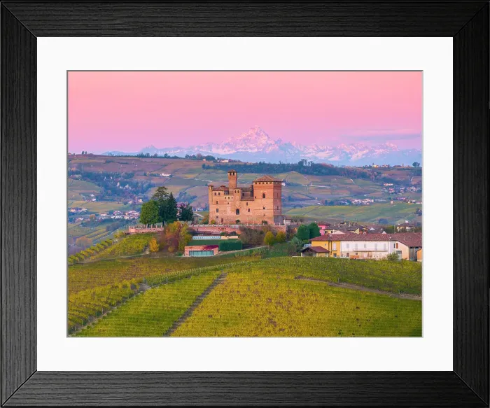 Framed Print : Grinzane Cavour castle during an autumn sunrise, Langhe, Unesco World Heritage site, Piedmont, Italy Framed Print : Grinzane Cavour castle during an autumn sunrise, Langhe, Unesco World Heritage site, Piedmont, Italy