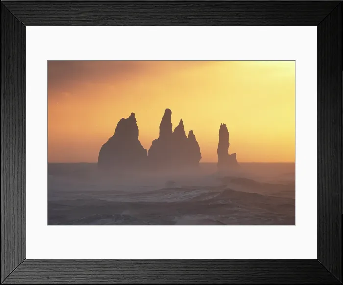 Framed Print : Stacks of Vik i Myrdal, giving an incredible emotion to the photographer, Iceland, Europe Framed Print : Stacks of Vik i Myrdal, giving an incredible emotion to the photographer, Iceland, Europe