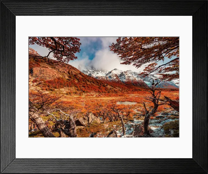 Framed Print : Los Glaciares National Park near El Chalten with Fitzroy peak in the background, Patagonia, Argentina Framed Print : Los Glaciares National Park near El Chalten with Fitzroy peak in the background, Patagonia, Argentina