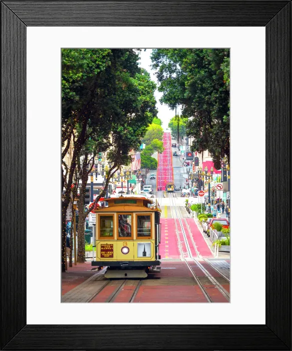 Framed Print : Cable car / tram in downtown San Francisco, California, USA