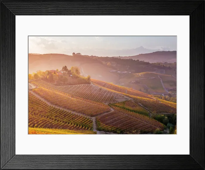 Framed Print : Langhe, Piedmont, Italy. Vineyards and autumn landscape Framed Print : Langhe, Piedmont, Italy. Vineyards and autumn landscape