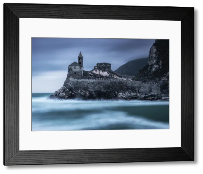 Framed Print : Church of San Pietro taken from the Palmaria island, municipality of Portovenere, La Spezia province, Liguria, Italy Framed Print : Church of San Pietro taken from the Palmaria island, municipality of Portovenere, La Spezia province, Liguria, Italy