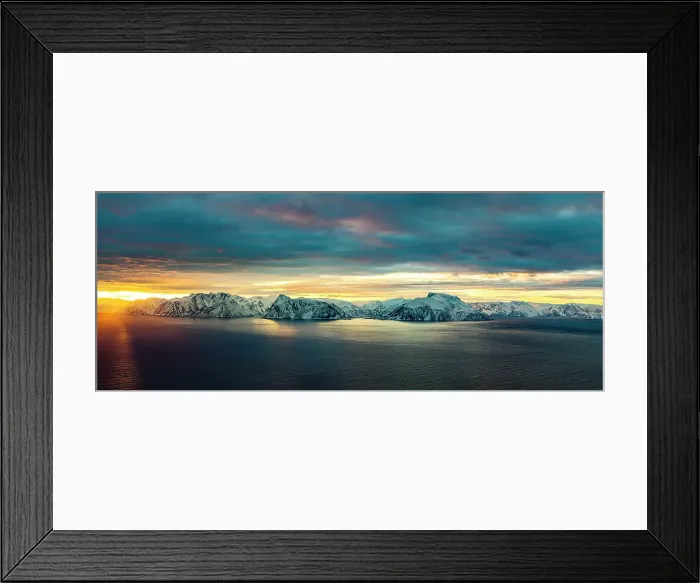 Framed Print : Dawn over snowcapped mountains, Soroya island, Troms og Finnmark, Norway Framed Print : Dawn over snowcapped mountains, Soroya island, Troms og Finnmark, Norway