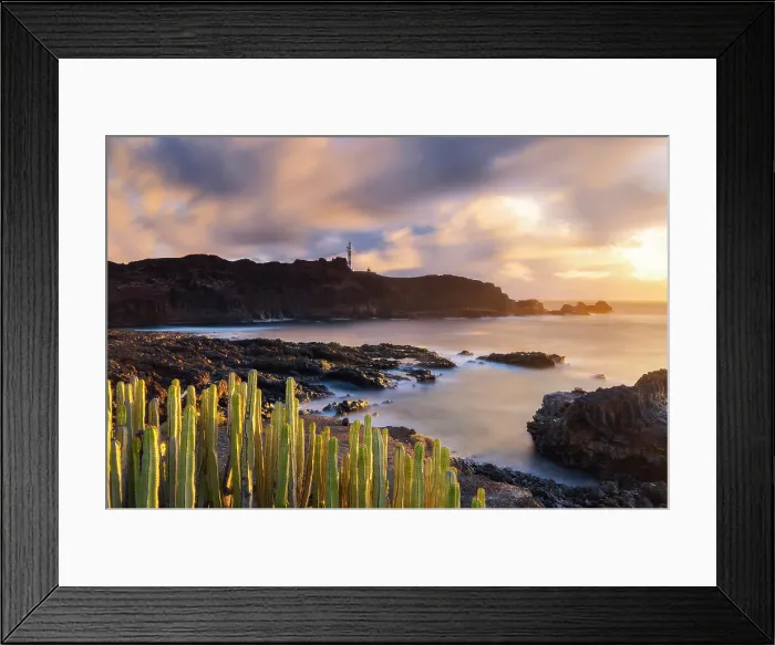 Framed Print : Punta Teno lighthouse during sunset, Buenavista del Norte, Santa Cruz de Tenerife, Tenerife, Canary Islands, Spain