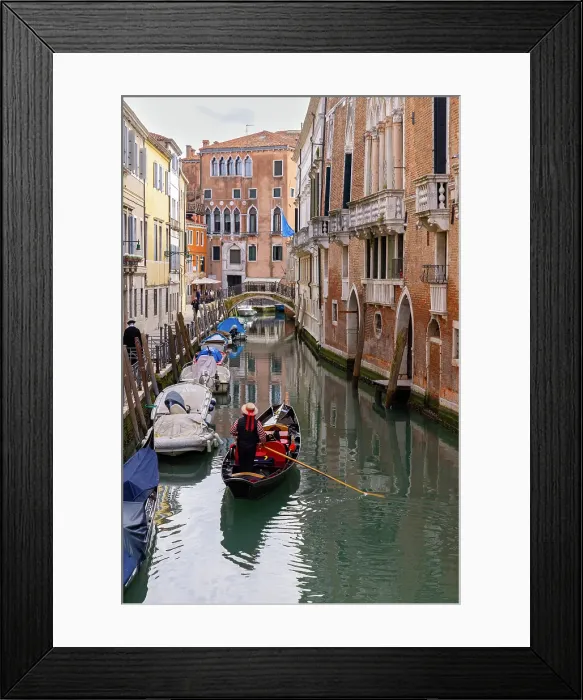 Framed Print : A gondola on a canal in Venice, Italy Framed Print : A gondola on a canal in Venice, Italy