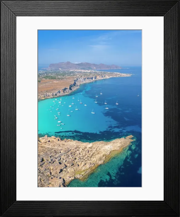 Framed Print : View of Cala Rossa on Favignana island, Aegadian Islands, district of Trapani, Sicily, Italy Framed Print : View of Cala Rossa on Favignana island, Aegadian Islands, district of Trapani, Sicily, Italy