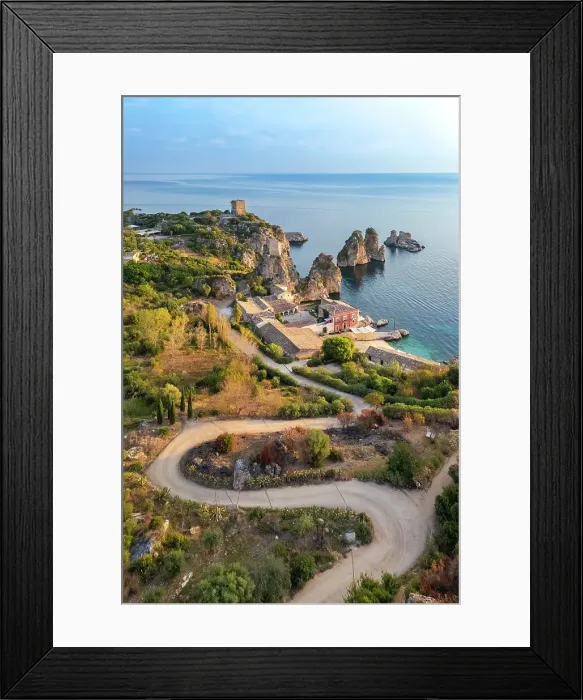 Framed Print : Tonnara and stacks of Scopello. Castellammare del Golfo, Trapani district, Sicily, Italy Framed Print : Tonnara and stacks of Scopello. Castellammare del Golfo, Trapani district, Sicily, Italy