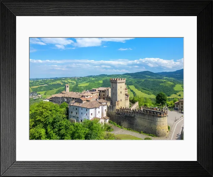 Framed Print : medieval castle and village of Vigoleno. Piacenza district, Emilia-Romagna, Italy Framed Print : medieval castle and village of Vigoleno. Piacenza district, Emilia-Romagna, Italy